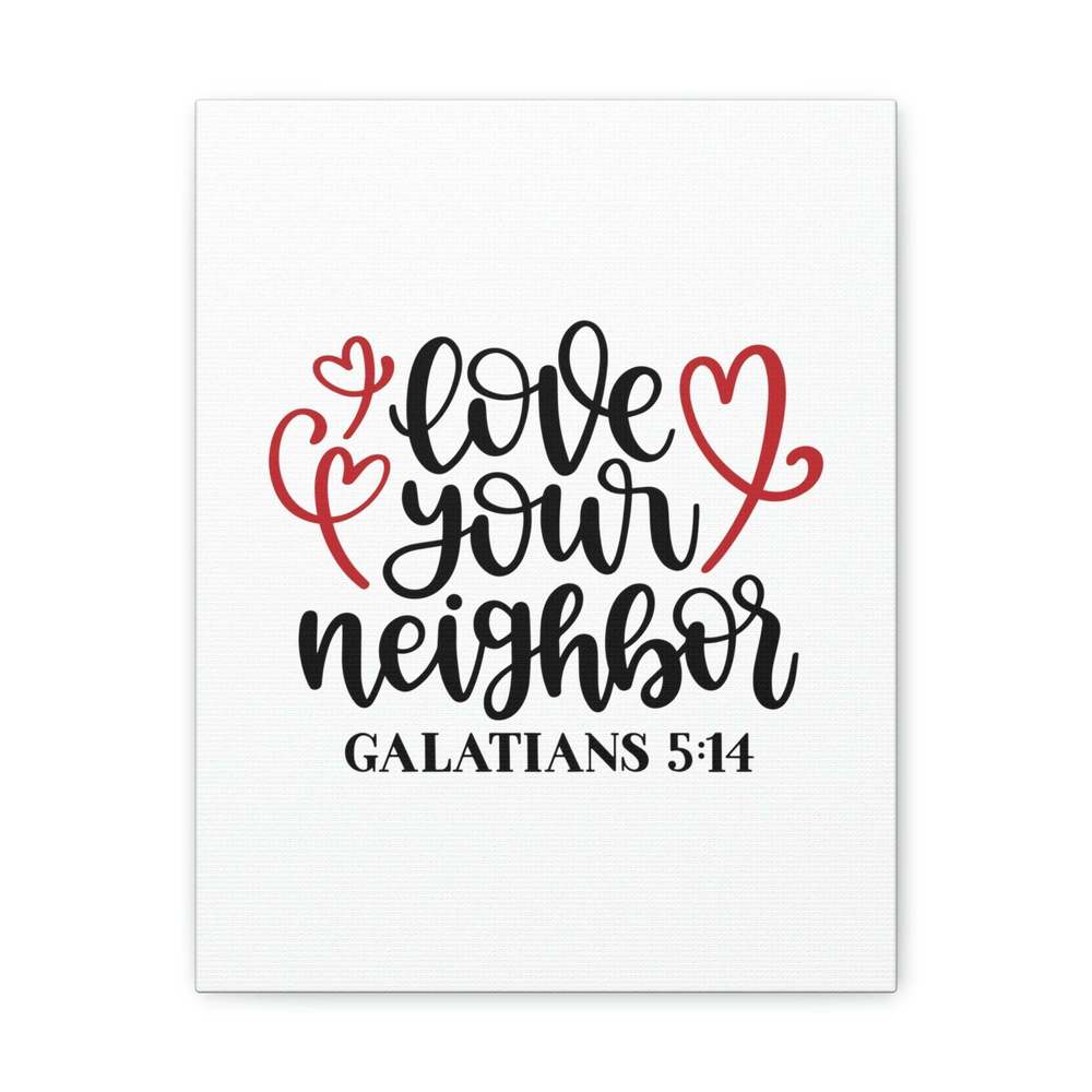 Scripture Sign Love Your Neighbor Galatians 5:14 Red Heart Christian Wall Art B